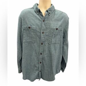 Duluth Trading Mens Shirt Sz Large Teal Blue Long Sleeve Button Down Relaxed Fit